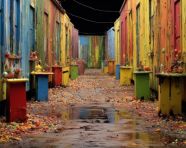 A painted alley with some colorful paint, 3d graffiti art