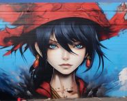 Anime one piece tadokoro graffiti, 3d graffiti art