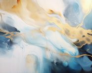 A painting featuring a gold, alcohol ink art