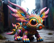Vibrant mexican dragon mariposa figurine, alebrije style