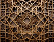 Intricate wooden designs on the ceiling of the alhambra, arabesque style art