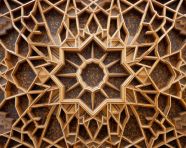 Ceiling of the alhambra with intricate woodwork, arabesque style art