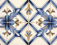 Decorative tile with floral pattern, azulejo art