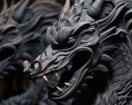 Chinese dragon head sculptures, bas relief art