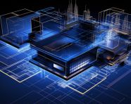 Blueprints for an architecture project, blueprint style