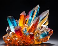 Rainbow glass crystal sculpture, carnival glass style art