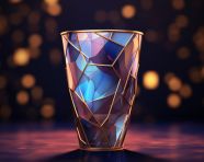 Sparkling water in a glass with lights, carnival glass style art