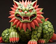 3d render of god statue with clouds, carving styles art