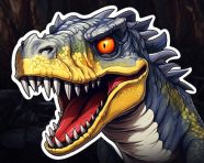 He cartoon dinosaur sticker, decals style art