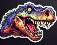 Cartoon dinosaur sticker for kids, decals style art