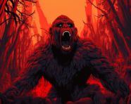 King kong movie artwork with giant gorilla, decals style art