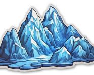 Snow mountain sticker, decals style art