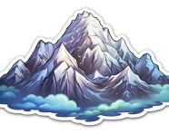 Sticker of cloudy mountain, decals style art