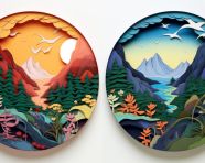 Colorful paper art sculpture, decoupage style art