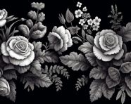 Ornate black background with flowers, embossing styles