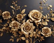 Luxurious gold floral wallpaper, embossing styles