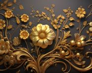 Realistic texture with a golden flower, embossing styles