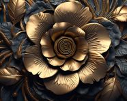 Realistic golden flower closeup, embossing styles