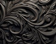 A black abstract wallpaper with swirly ornaments, embossing styles