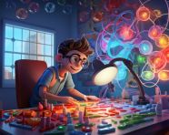 Physics student conducting experiment, education