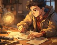 Young scientist hard at work, education