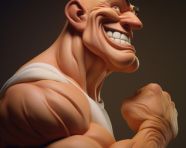 Bodybuilder flexing biceps, fitness