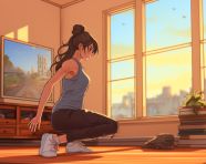 Fit woman sweating during hiit session, fitness