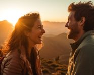 Couple in embrace at sunset, mental health