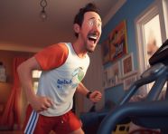 Man exercises while watching football