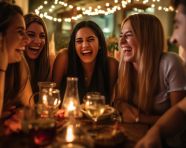 Friends having a good time telling stories