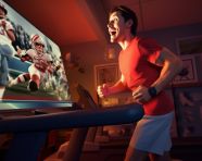 Football fan multitasks on treadmill