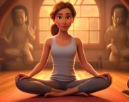 Young woman doing yoga in studio