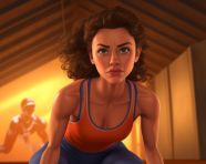 A runner stretching before a race her body relaxed and supple