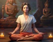 A yogi in deep meditation her body completely relaxed