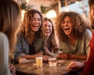 Group of friends having a giggle fit