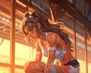 Runner limbers up before competition