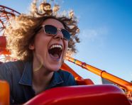 Person enjoys roller coaster ride