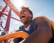 Roller coaster rider having a blast