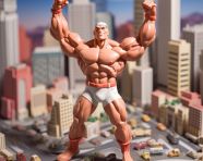 Athlete flexes his hard-won muscles