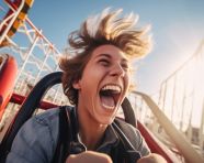 Roller coaster rider has the time of their life