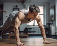 Man training for a pushup competition