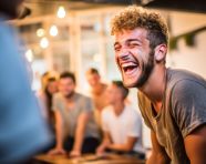 Man enjoying himself playing sports