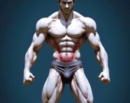 Young strong body shape man for sport fitness training posing flexing body