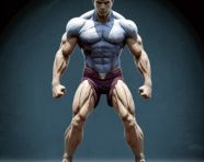 Strong male bodybuilder posing in gym