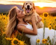 Sweet friendship between girl and dog