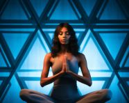 Woman performing a yoga pose in the studio