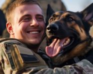 Dog welcomes home soldier after months away