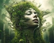 Modern city with nature's embrace, concept style art