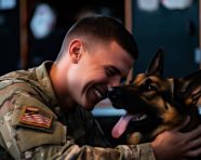 Dogs joyful welcome home for soldier