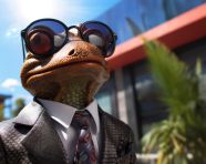 Corporate frog ready for business, concept style art